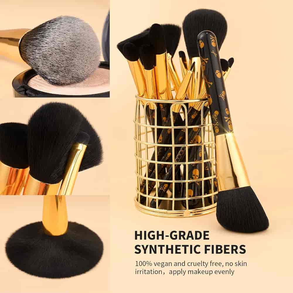 Docolor 12-piece gold skull makeup brushes for face and eyes affordable price online in Pakistan