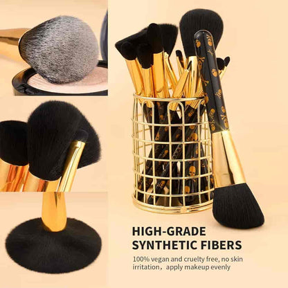 Docolor 12-piece gold skull makeup brushes for face and eyes affordable price online in Pakistan