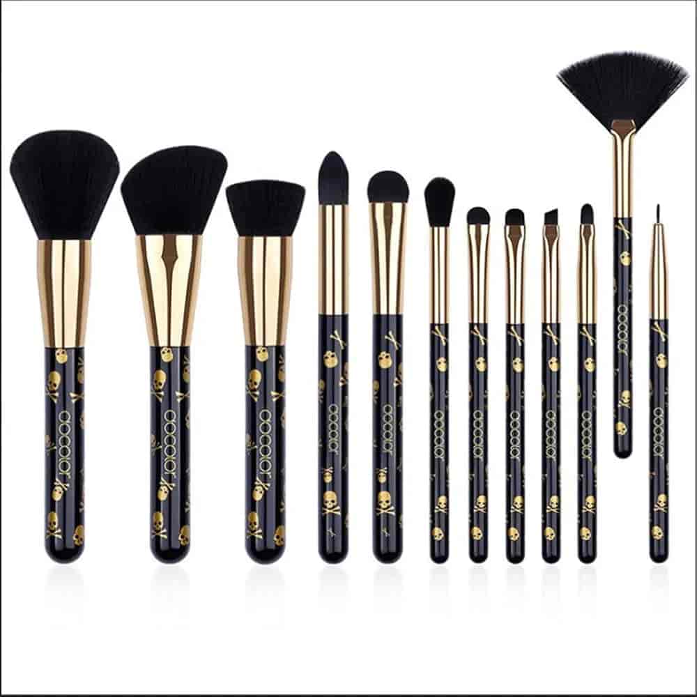 Docolor 12-Piece Professional Makeup Brush Set Gold Skull Design face and eye brushes price online in Pakistan	