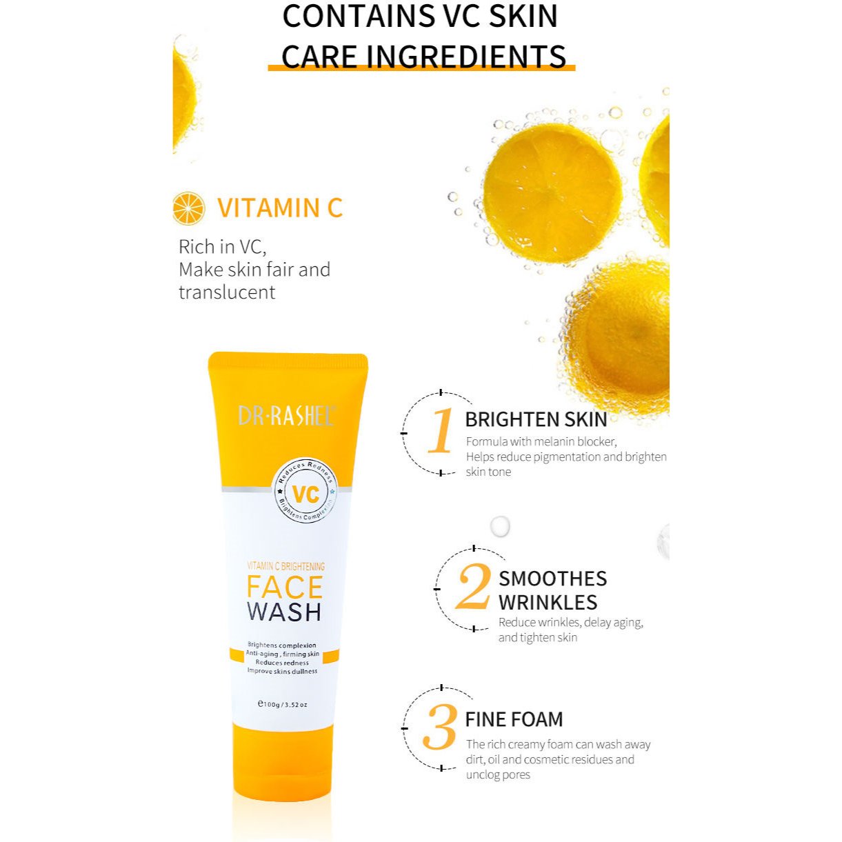 DR.RASHEL Vitamin C Brightening FACE WASH 100g - Lotshop.pk