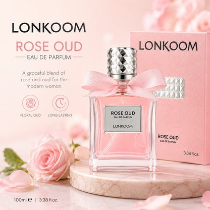 LONKOOM Rose Oud Eau De Parfum for Women 100ml – Long Lasting Floral Oud Perfume | Luxury Fragrance