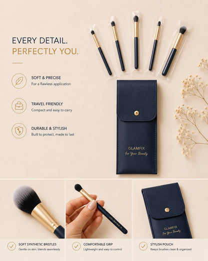 GLAMFIX Portable eye Makeup Brush Kit with Carry Case Online Pakistan 