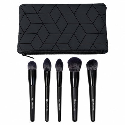 Glamour Gaze 5-Piece Professional Makeup Brush Set with Geometric Zipper Pouch price online in Pakistan for flawless face and eye makeup brush set.	