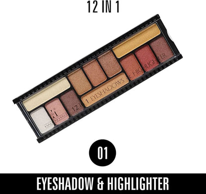 Half N' Half 12 in 1 Eyeshadows & Highlighter - Lotshop.pk