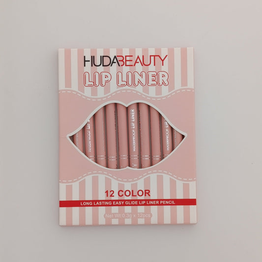 Huda Beauty 12 - Color Lip Liner Set – Waterproof, Long - Lasting & Highly Pigmented 🎨💄 - Lotshop.pk