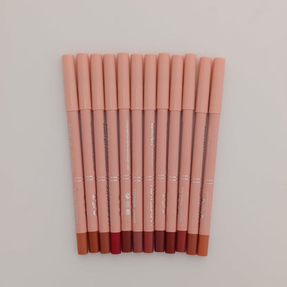Huda Beauty 12 - Color Lip Liner Set – Waterproof, Long - Lasting & Highly Pigmented 🎨💄 - Lotshop.pk