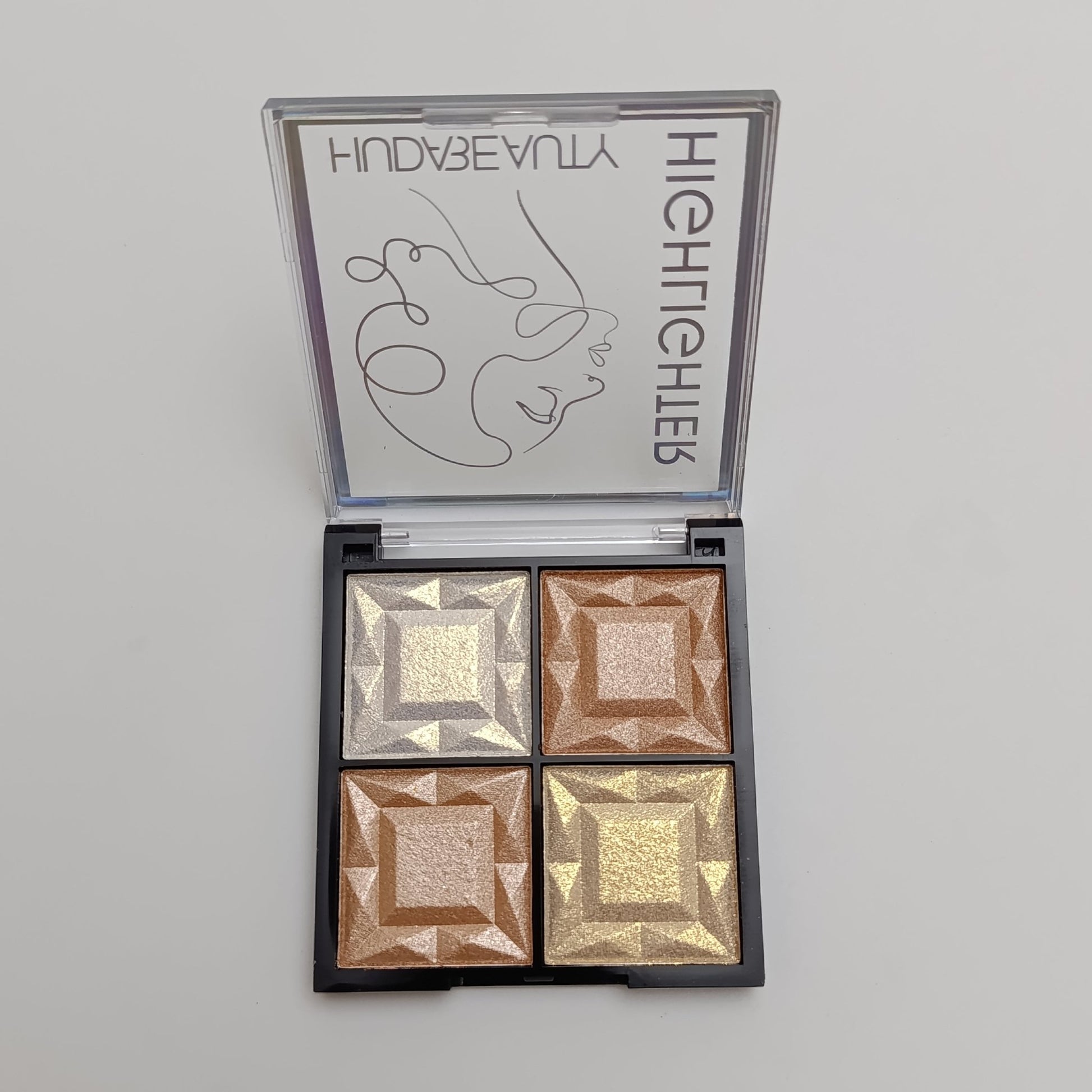 Huda Beauty Highlighter Palette – 4 in 1 Glow Kit ✨ Radiant & Long - Lasting Shine - Lotshop.pk