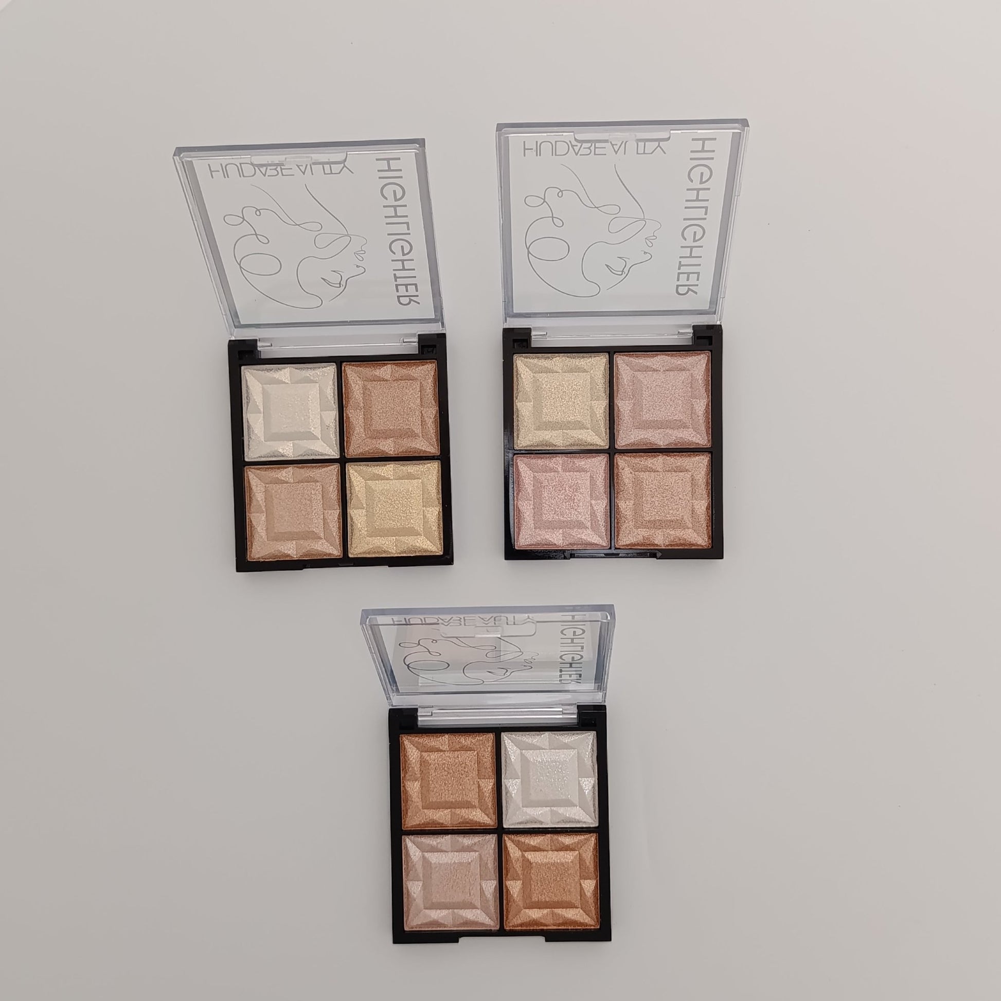 Huda Beauty Highlighter Palette – 4 in 1 Glow Kit ✨ Radiant & Long - Lasting Shine - Lotshop.pk