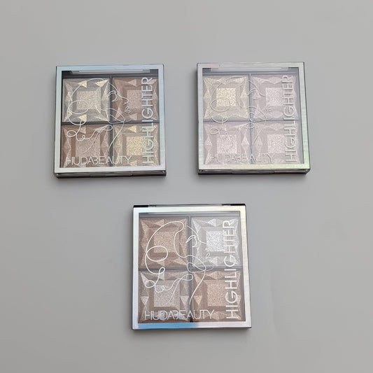 Huda Beauty Highlighter Palette – 4 in 1 Glow Kit ✨ Radiant & Long - Lasting Shine - Lotshop.pk
