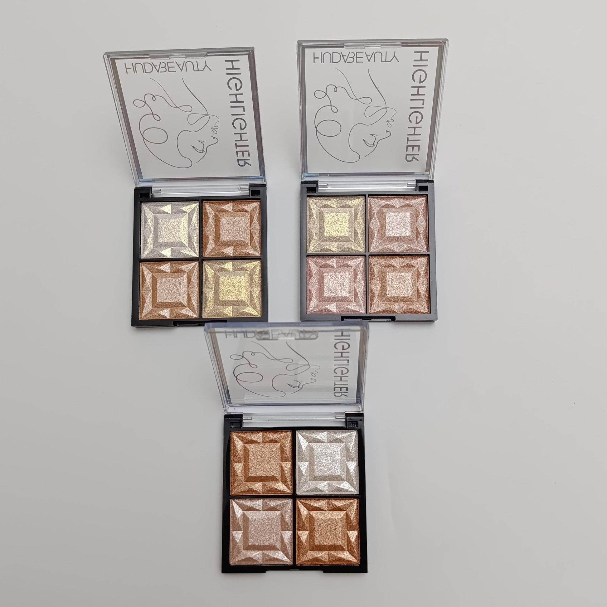 Huda Beauty Highlighter Palette – 4 in 1 Glow Kit ✨ Radiant & Long - Lasting Shine - Lotshop.pk