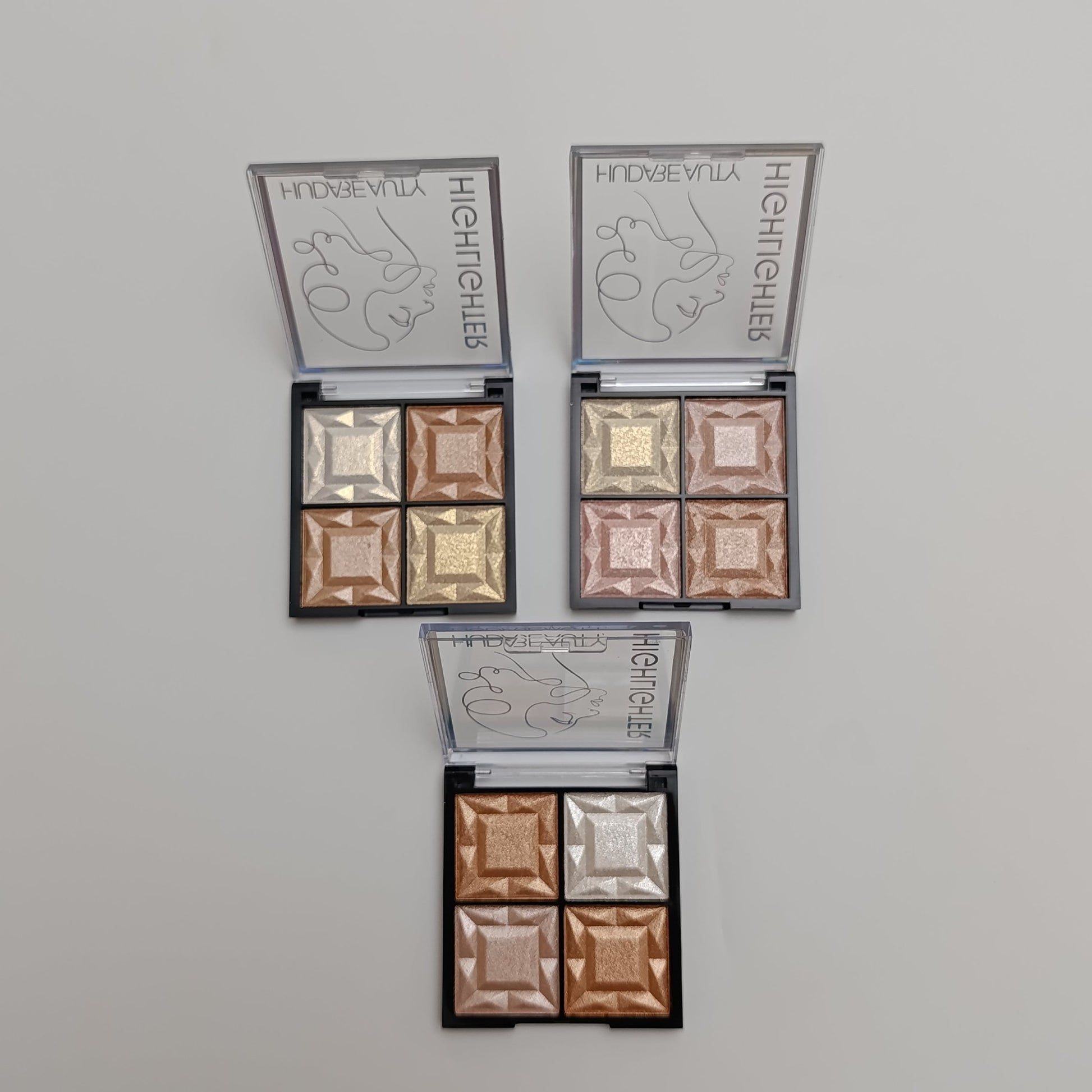 Huda Beauty Highlighter Palette – 4 in 1 Glow Kit ✨ Radiant & Long - Lasting Shine - Lotshop.pk