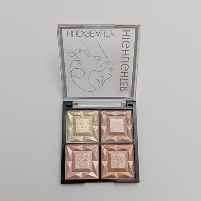 Huda Beauty Highlighter Palette – 4 in 1 Glow Kit ✨ Radiant & Long - Lasting Shine - Lotshop.pk