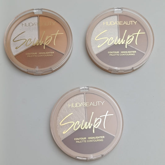Huda Beauty Sculpt Contour & Highlighter Palette – 3 - in - 1 Face Sculpting Kit - Lotshop.pk