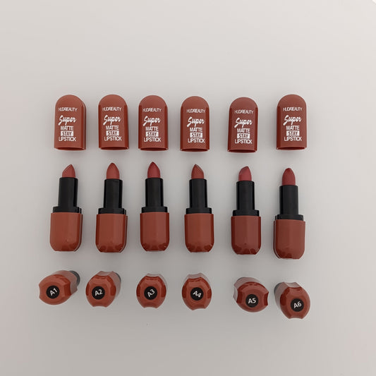 Huda Beauty Super Matte Stay Lipstick – Chocolate Flavor (6 Shades) | 24H Long - Lasting - Lotshop.pk