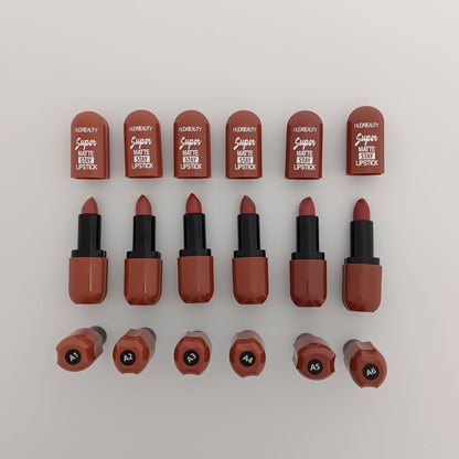 Huda Beauty Super Matte Stay Lipstick – Chocolate Flavor (6 Shades) | 24H Long - Lasting - Lotshop.pk