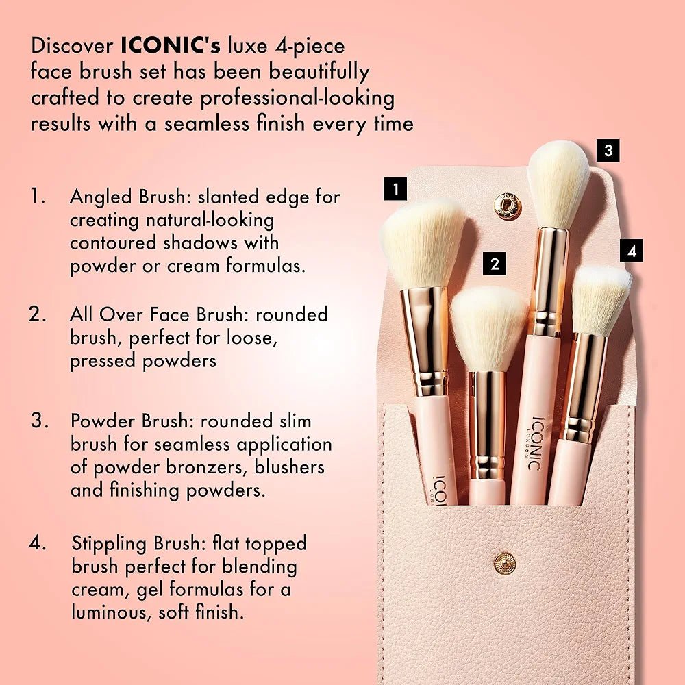 ICONIC London Luxe 4 - Piece Face Brush Set - Lotshop.pk