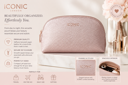 Iconic London Makeup Bag – Rose Gold Cosmetic Pouch