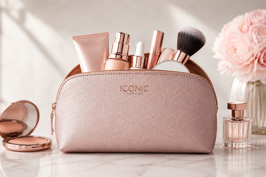 Buy Iconic London Makeup Bag – Rose Gold Cosmetic Pouch at Lotshop.pk