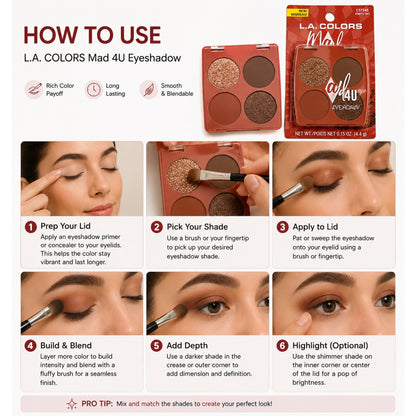 L.A. Colors Mad 4U Eyeshadow makeup palette Quad Cherry Tart – Best Price Online in Pakistan