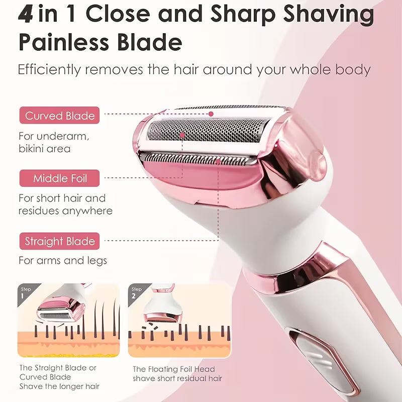 Lady Shaver Hair Remover 4-in-1 Trimmer USB Rechargeable for Women Pakistan

