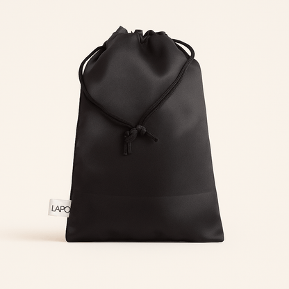 🖤 LAROC Black Satin Drawstring Pouch – Elegant Storage for Makeup, Jewelry & Gifts 🎀 - Lotshop.pk