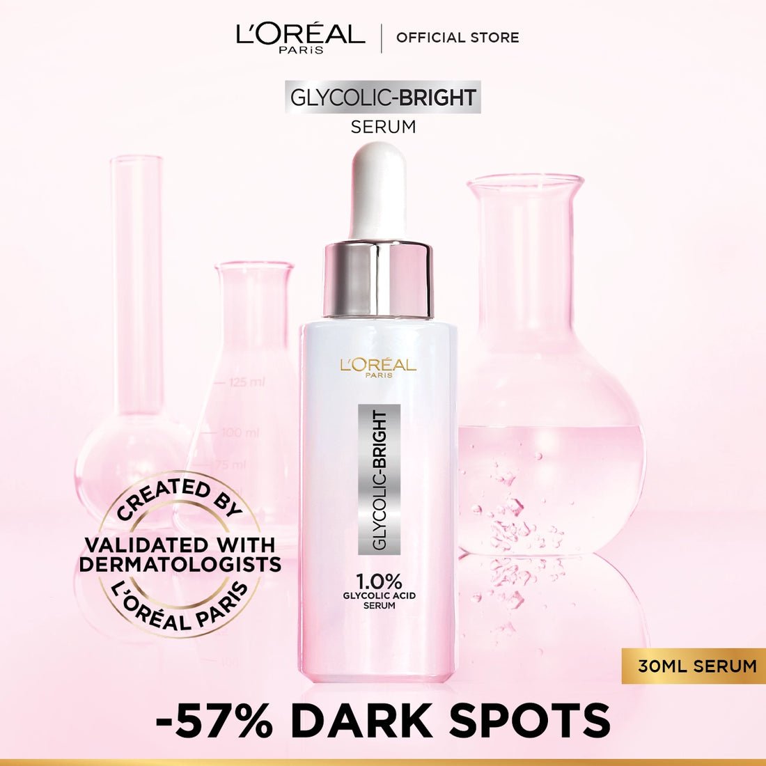 L'Oreal Paris Glycolic - Bright Instant Glowing Serum - 1.0% Glycolic Acid (15ml & 30ml) - Lotshop.pk