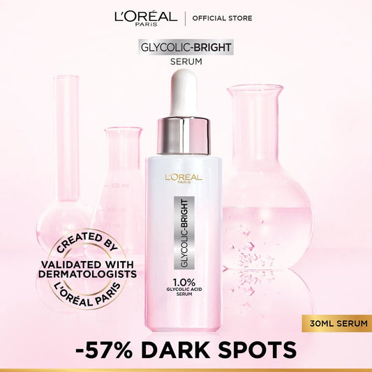 L'Oreal Paris Glycolic - Bright Instant Glowing Serum - 1.0% Glycolic Acid (15ml & 30ml) - Lotshop.pk