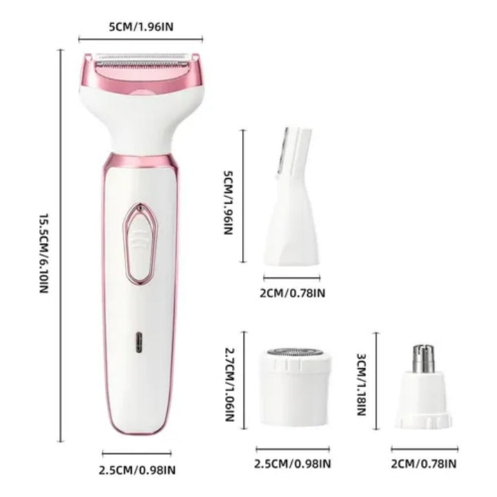 Lotshop USB Rechargeable Lady Shaver – 4-in-1 Hair Removal Trimmer