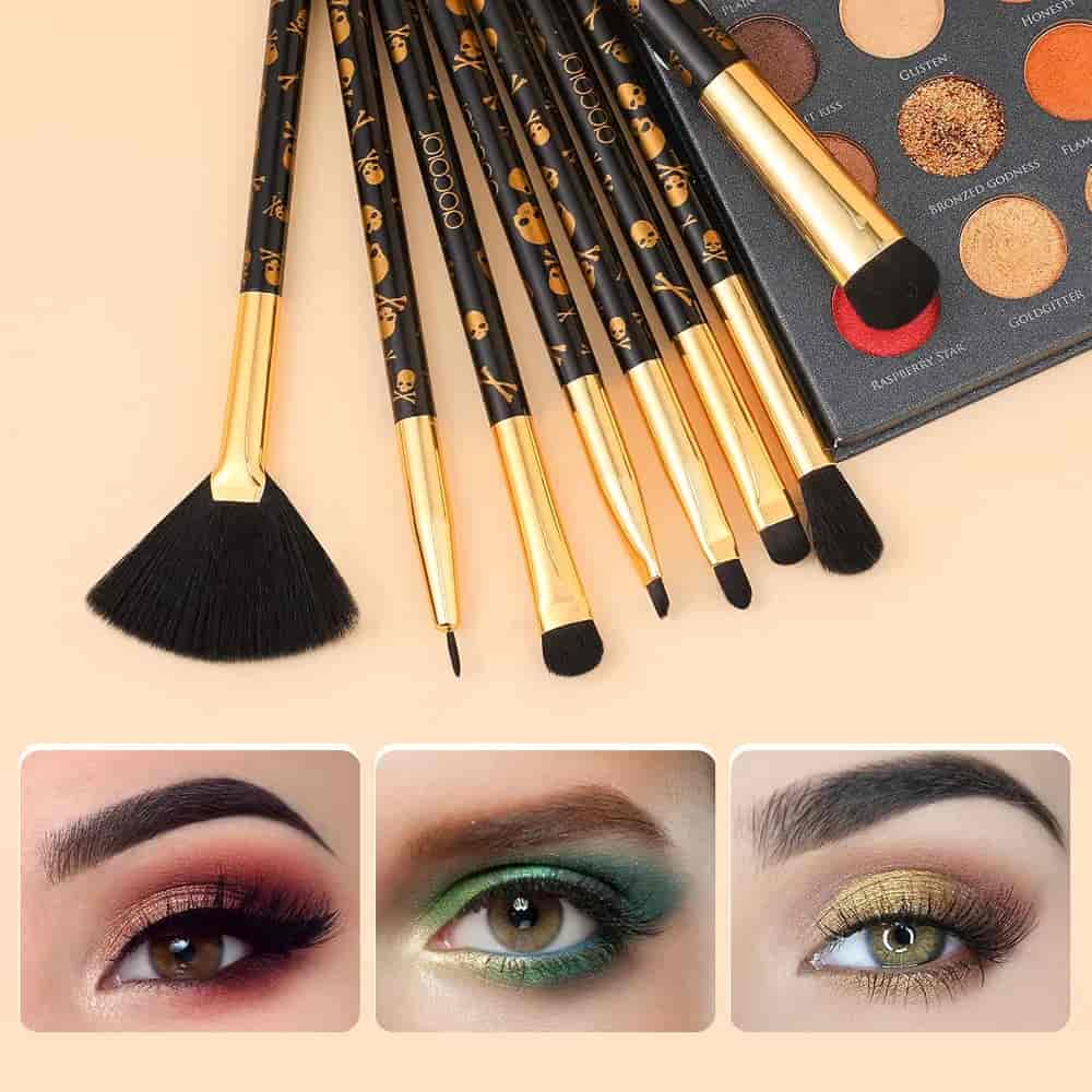 Docolor 12-Piece Professional Makeup Brush Set with Gold Skull Design available at Lotshop.pk	