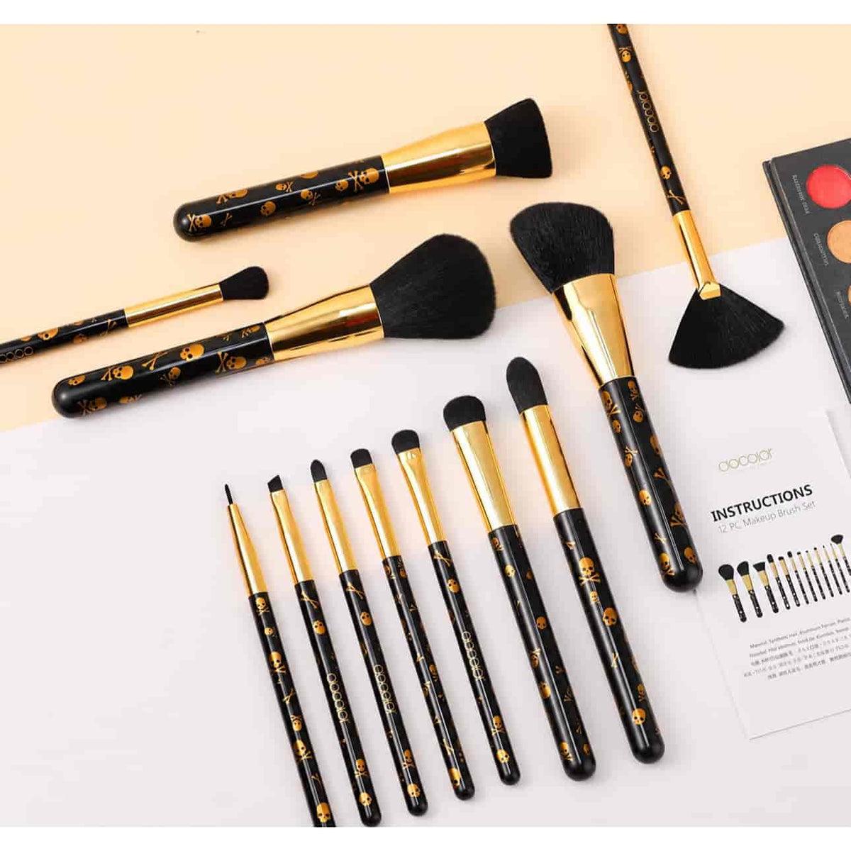 Shop Docolor Gold Skull Design professional face and eye makeup brushes online at Lotshop.pK