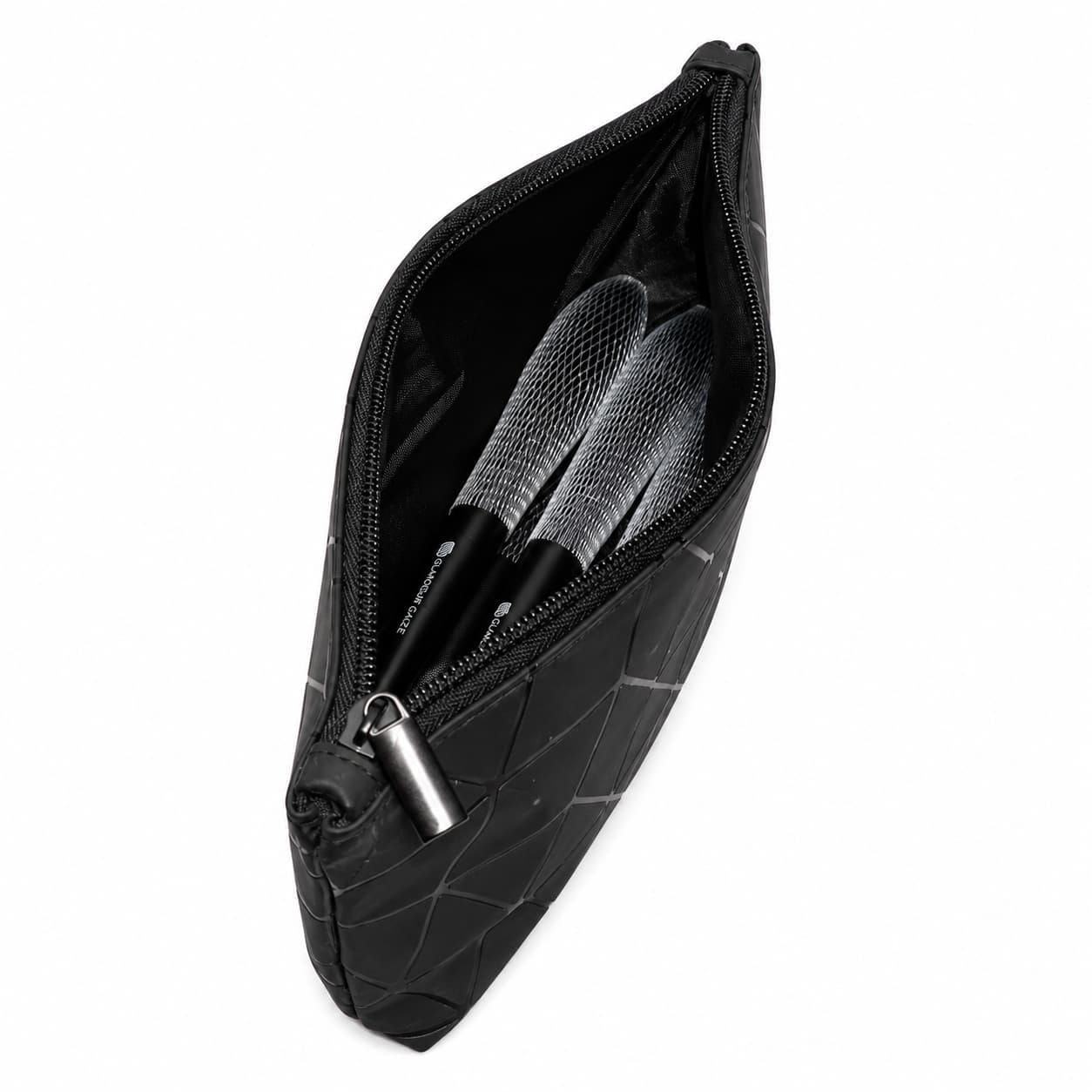 Glamour Gaze 5-Piece Professional Makeup Brush Set with Geometric Zipper Pouch available at Lotshop.pk	