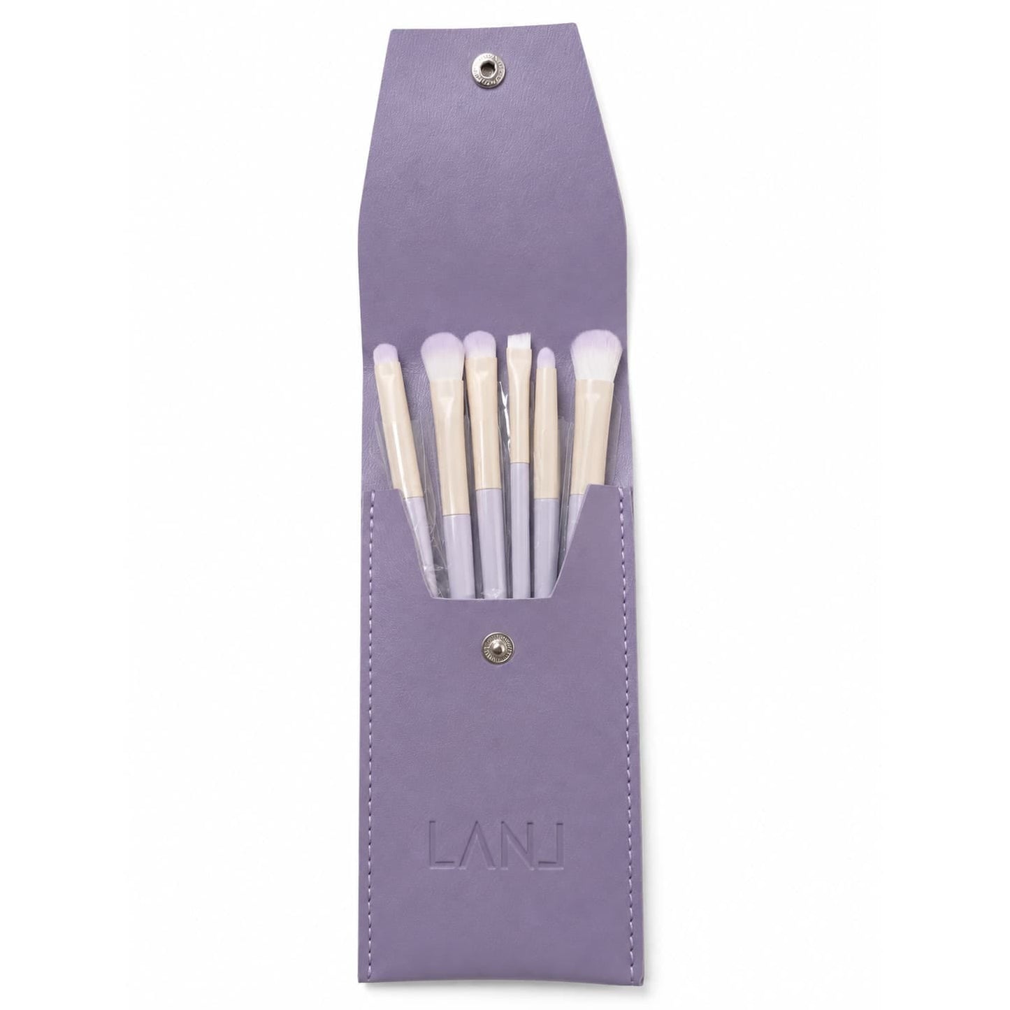 LANJ 6-Piece Mini Travel Makeup Brush Set with Premium PU Leather Pouch available at Lotshop.pk