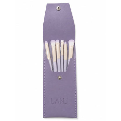 LANJ 6-Piece Mini Travel Makeup Brush Set with Premium PU Leather Pouch available at Lotshop.pk