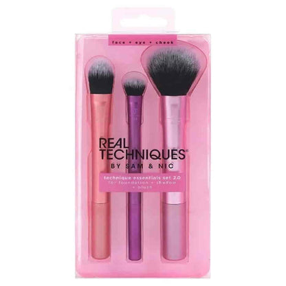 Real Techniques Essentials Set 2.0 3-piece face, eye and cheek makeup brush set available at Lotshop.pk	