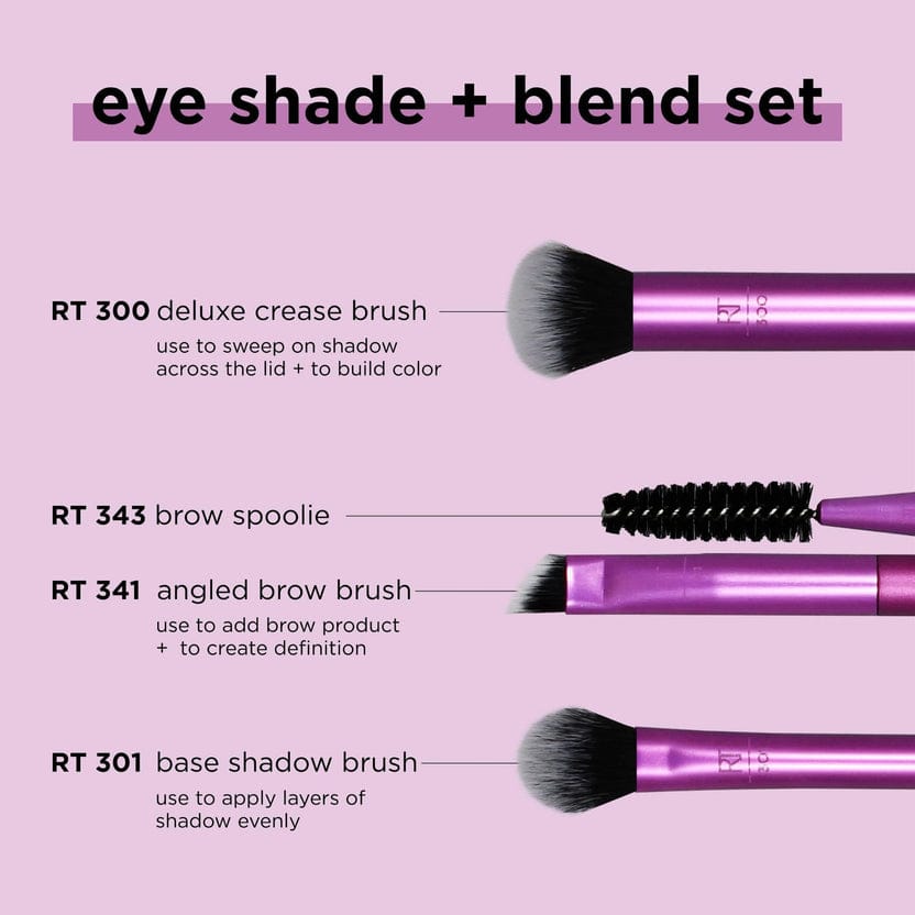 Real Techniques Eye Shade + Blend Set RT 300 RT 301 RT 341 RT 343 available at Lotshop.pk