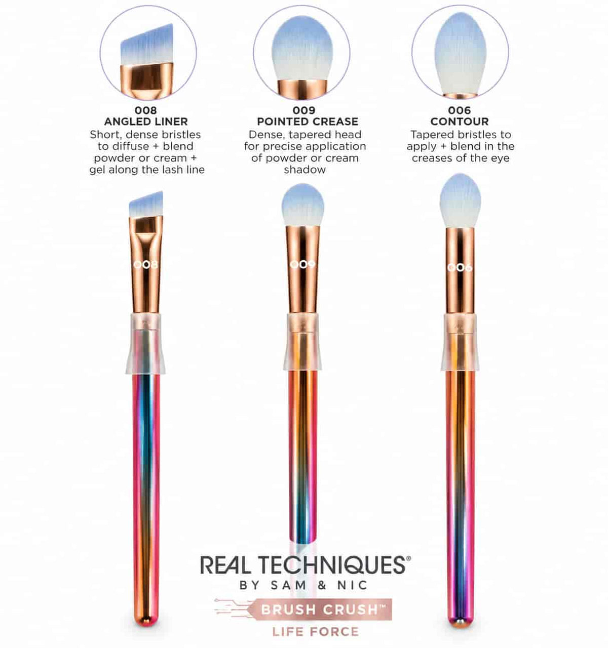 Real Techniques Brush Crush Life Force Duo Chromatic Eye Trio limited edition brush set available at Lotshop.pk