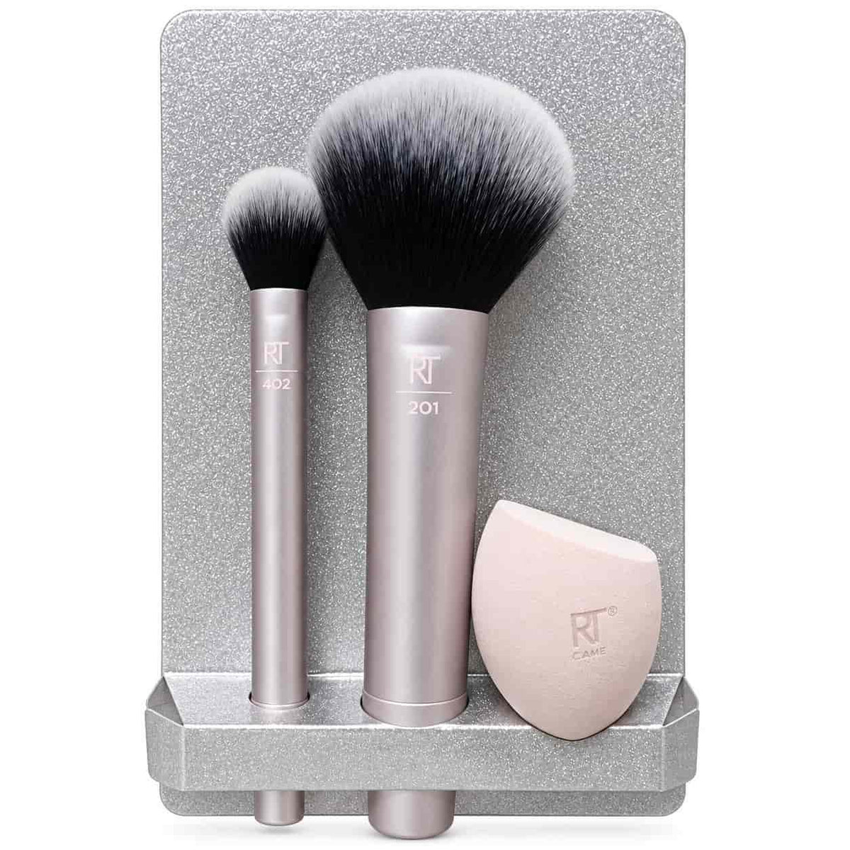 Real Techniques Naturally Radiant Sponge + Brush Kit with RT 201, RT 402 and pouch available at Lotshop.pk
