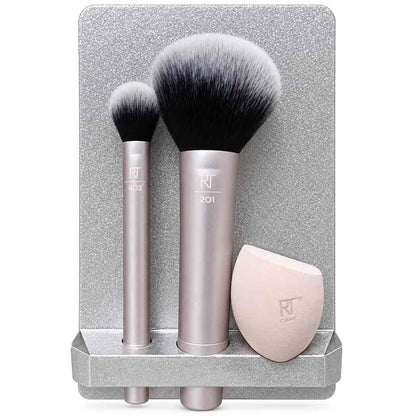 Real Techniques Naturally Radiant Sponge + Brush Kit with RT 201, RT 402 and pouch available at Lotshop.pk
