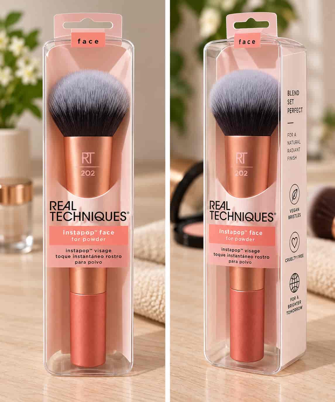 Real Techniques RT 202 Instapop Face Brush for powder and setting makeup available at Lotshop.pk