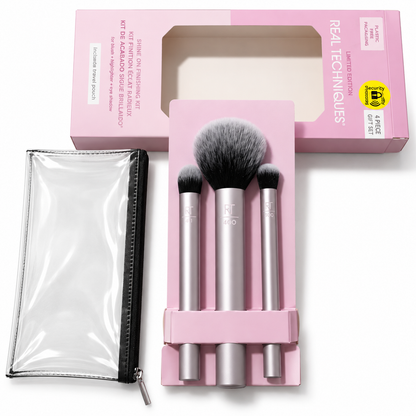 Real Techniques Shine On Finishing Kit RT 400, RT 411 & RT 300 with travel pouch available at Lotshop.pk