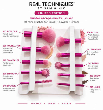 Real Techniques Winter Escape Mini Brush Set limited edition 10-piece makeup brushes available at Lotshop.pk