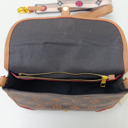 Luxury Monogram Brown Crossbody Bag with Dual Straps – Designer - Inspired Elegance - 1638 - Lotshop.pk