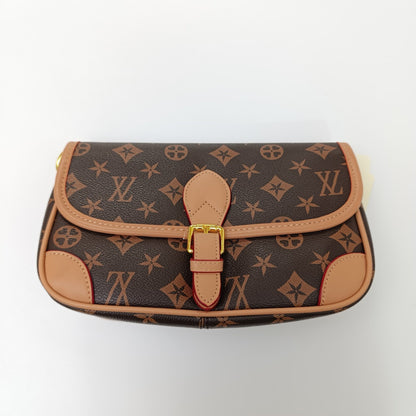 Luxury Monogram Brown Crossbody Bag with Dual Straps – Designer - Inspired Elegance - 1638 - Lotshop.pk