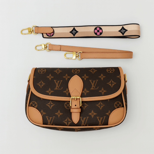 Luxury Monogram Brown Crossbody Bag with Dual Straps – Designer - Inspired Elegance - 1683 - Lotshop.pk