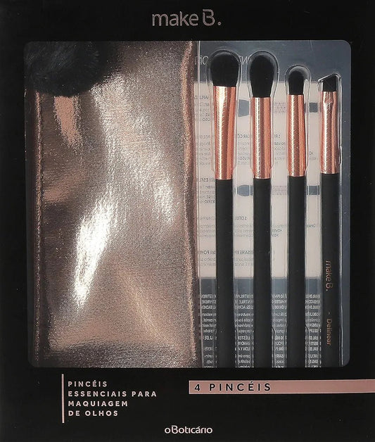 Make B. Essential Eye Makeup Brush Set with Pouch – 4 - Piece Luxe Collection ✨ - Lotshop.pk