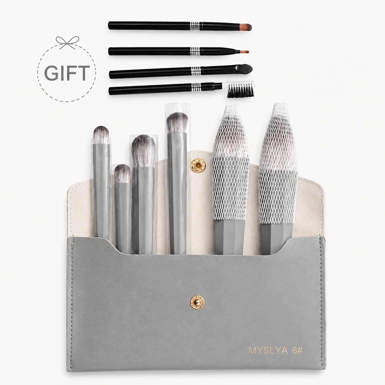 Premium 6-Piece Makeup Brush Set with Travel Pouch and 4 Free Brushes Gift Pakistan