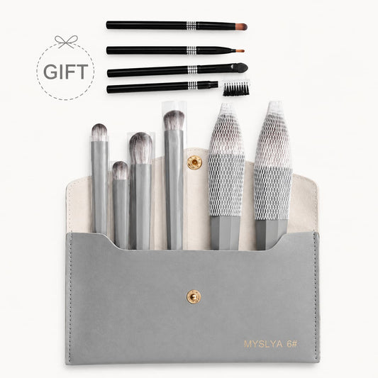 Premium 6-Piece Makeup Brush Set with Travel Pouch and 4 Free Brushes Gift Pakistan