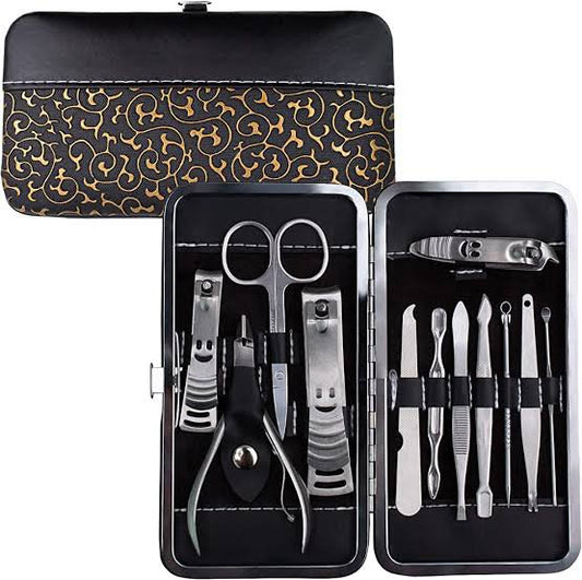 Manicure Pedicure Set Nail Clippers – 12 Piece Stainless Steel Manicure Kit at Lotshop.pk