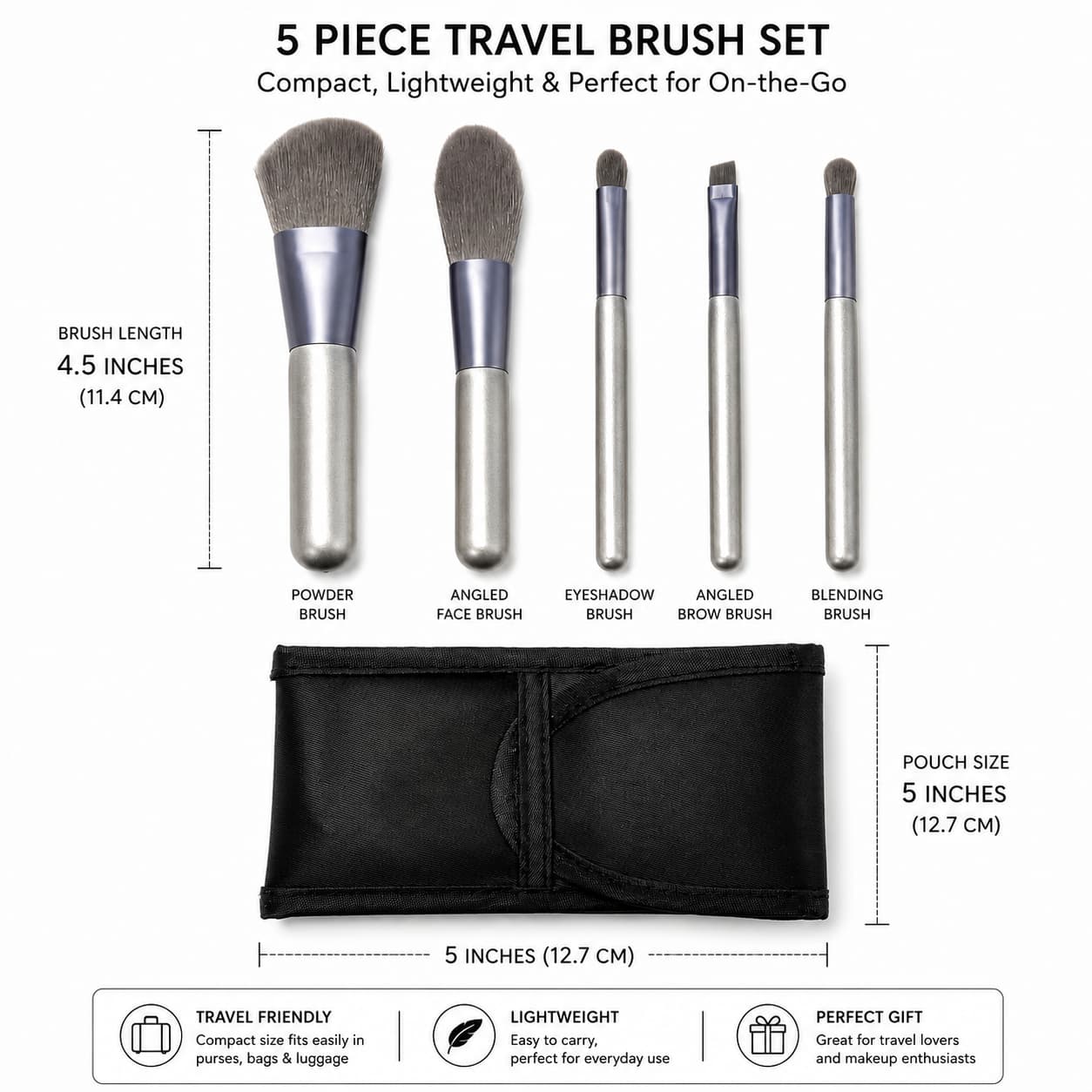 Mini Travel Makeup Brush Set – Portable Face and Eye Brushes Pakistan