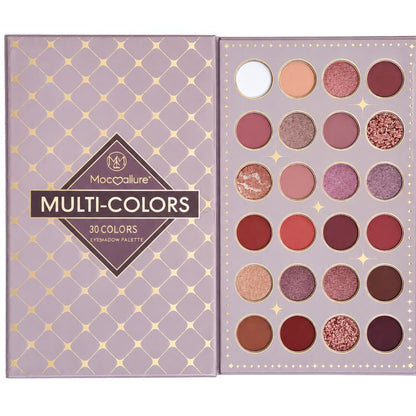 Mocallure Professional complete makeup palette with 30 eyeshadow shades, face powders, brow powder and 6 lip glosses